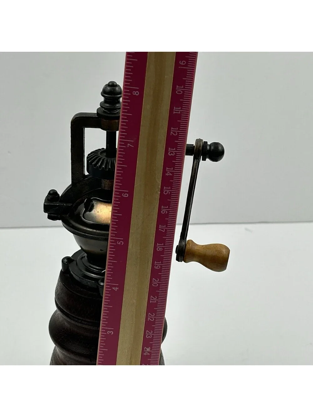 Antique Style Hand Crank Pepper Mill Grinder Vintage Copper Wood Mechanism  A205